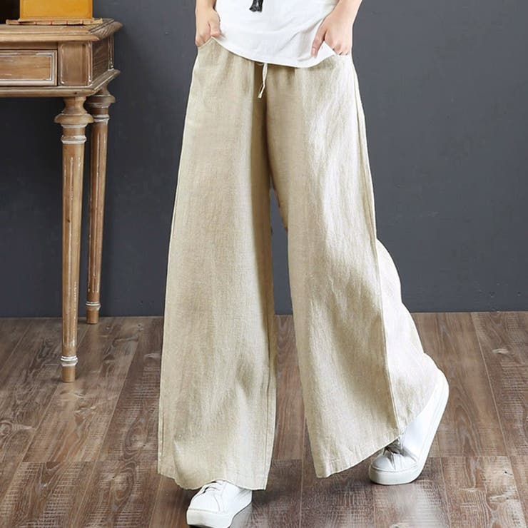 綿麻ワイドパンツ ロングパンツ春秋 | SUNSHINE CLOSET | 詳細画像5 