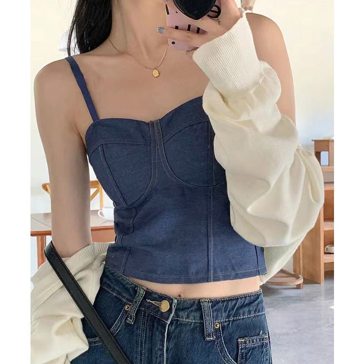 デニム風キャミ ビスチェ バックレース | SUNSHINE CLOSET | 詳細画像1 