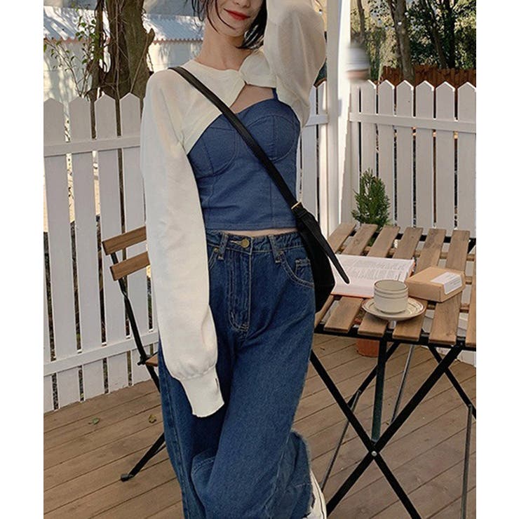 デニム風キャミ ビスチェ バックレース | SUNSHINE CLOSET | 詳細画像3 