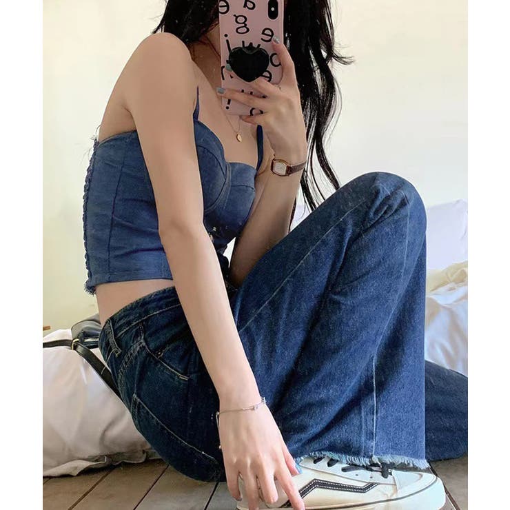 デニム風キャミ ビスチェ バックレース | SUNSHINE CLOSET | 詳細画像5 