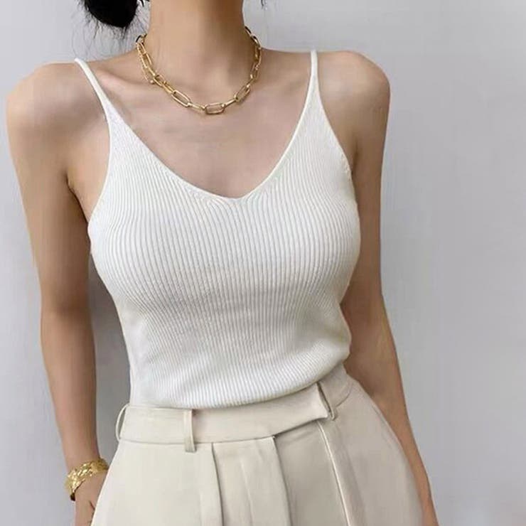 リブニットキャミソール フロントVカット | SUNSHINE CLOSET | 詳細画像1 