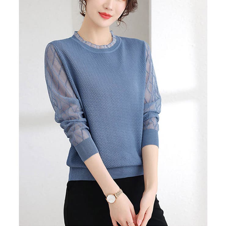 シースルー袖ニット 異素材ニットトップス | SUNSHINE CLOSET | 詳細画像10 