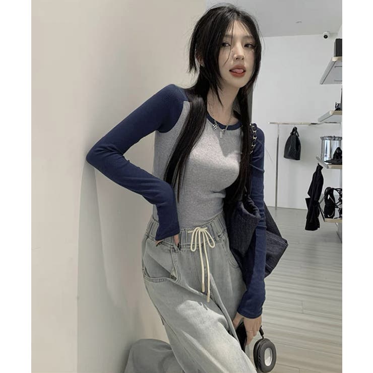 バイカラー Tシャツ 長袖 カットソー | SUNSHINE CLOSET | 詳細画像3 