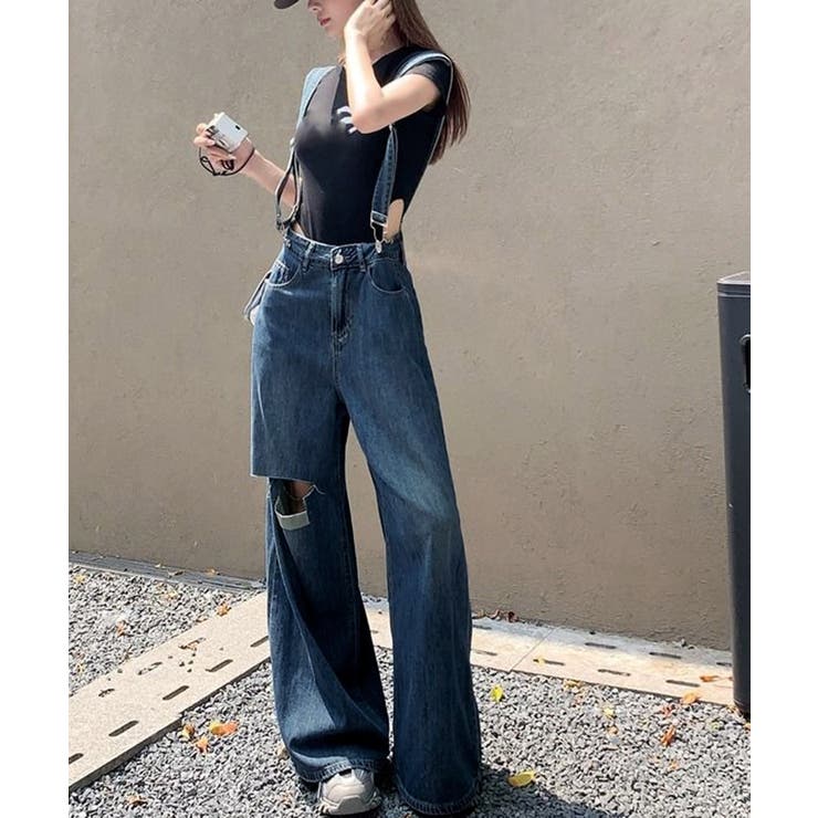 サス付デニムワイドパンツ ハイウエスト | SUNSHINE CLOSET | 詳細画像8 