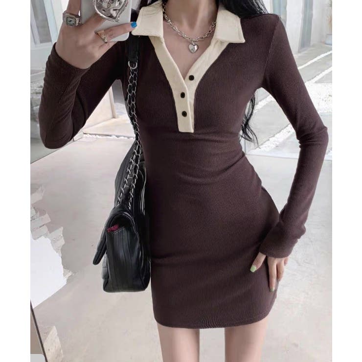 配色リブポロワンピース レディース | SUNSHINE CLOSET | 詳細画像4 