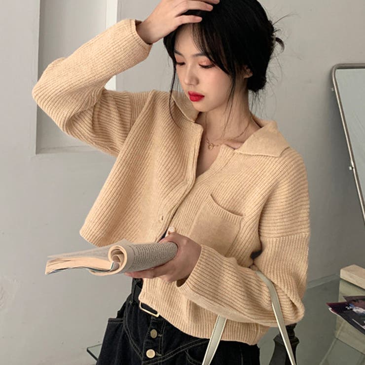 ベージュ | ショート丈ニット カーディガン トップス | SUNSHINE CLOSET