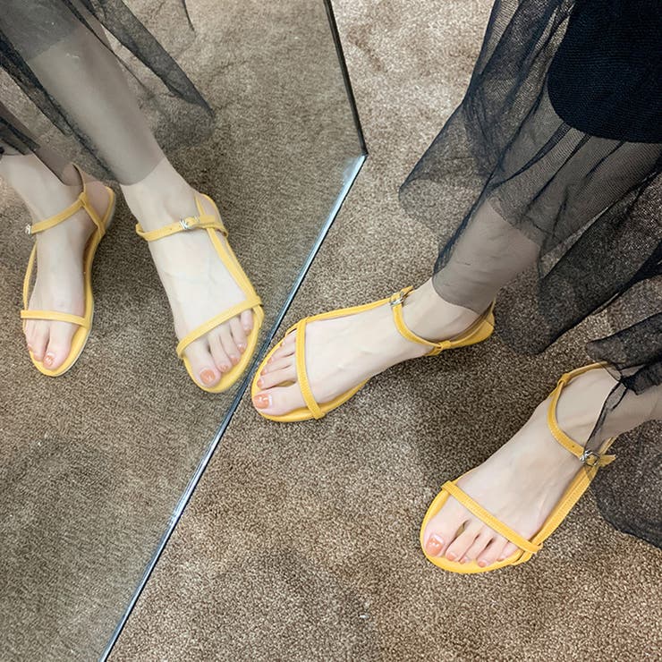 YELLO レースアップ ミュール ポインテッドトゥ サンダル YELLO