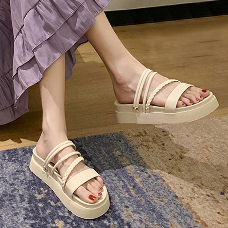 アイボリー | 厚底サンダル レディース 編み 全2色 | SUNSHINE CLOSET