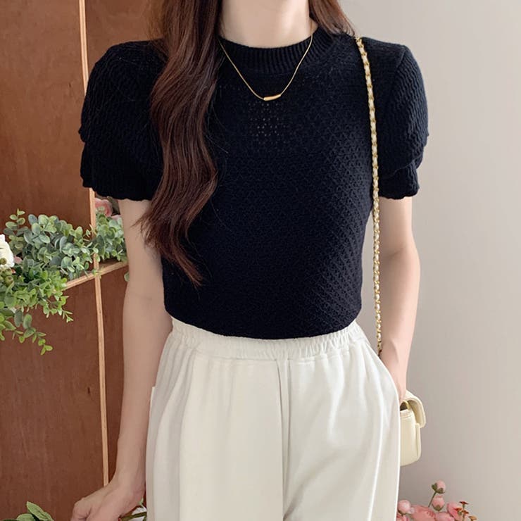 新品タグ付✨クレージュ　アンサンブル　サマーニット 半袖トップス　カーディガン ニットサマーニット ニット Tシャツ レディース トップス 半袖