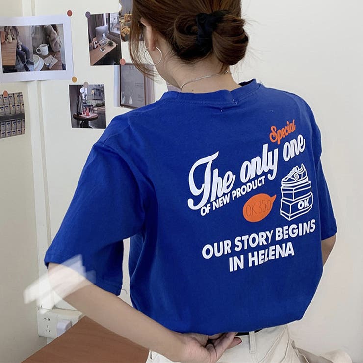プリントtシャツ バックロゴ 韓国風[品番：AGCW0003052