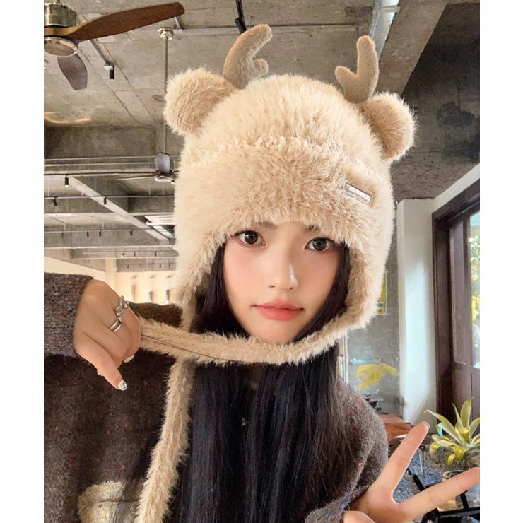 ニット帽 鹿角 くま耳 レディース 秋冬 | SUNSHINE CLOSET | 詳細画像2 