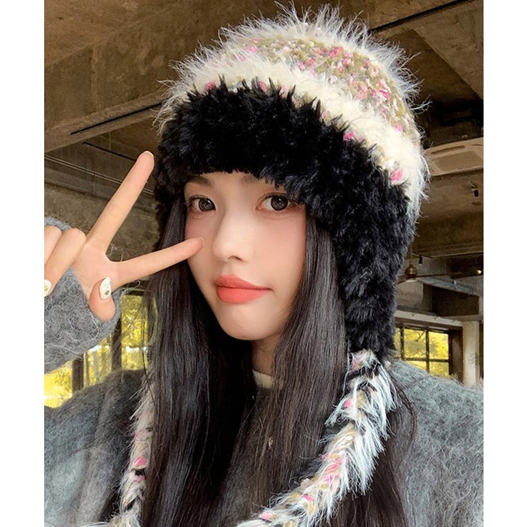 ニット帽子 紐付き 韓国風 毛糸帽子 | SUNSHINE CLOSET | 詳細画像1 