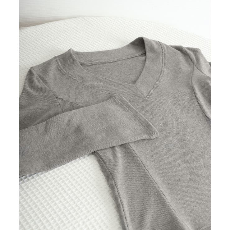 Vネック 長袖Tシャツ 韓国風カットソー | SUNSHINE CLOSET | 詳細画像19 