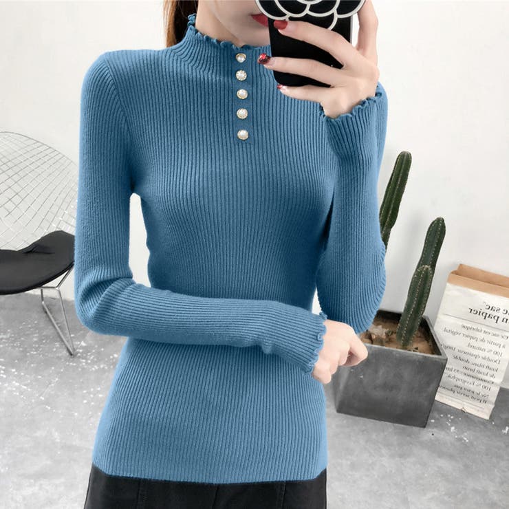新品未使用】NOEL REUSSIR 青 ジップアップセーター