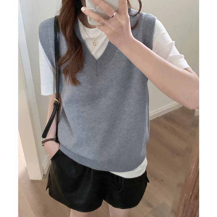 ニットベスト Vネック 重ね着 春秋冬 | SUNSHINE CLOSET | 詳細画像1 
