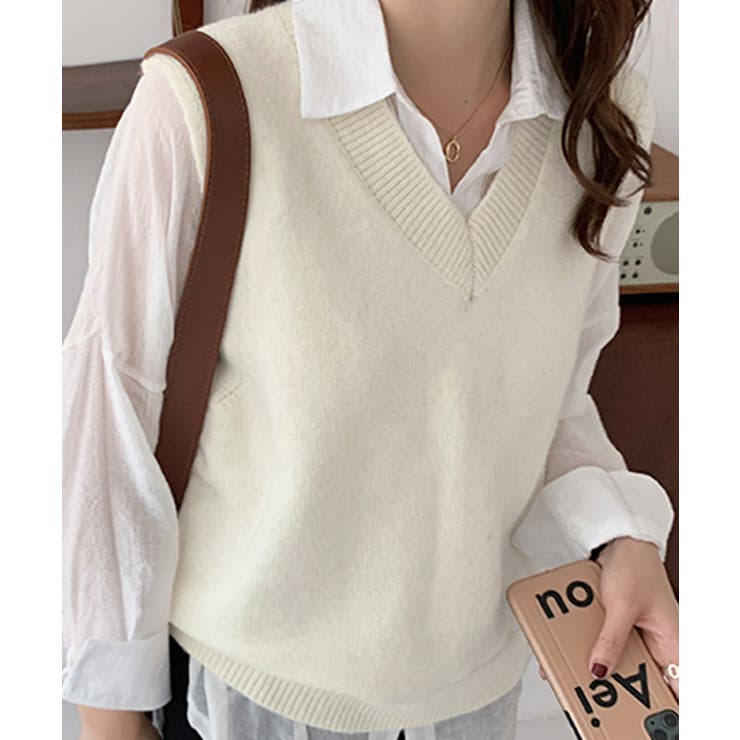 ニットベスト Vネック 重ね着 春秋冬 | SUNSHINE CLOSET | 詳細画像14 