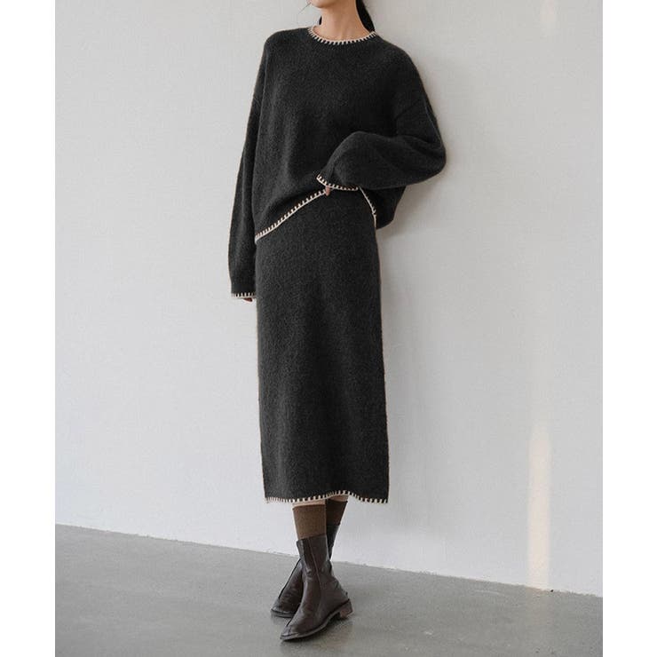 ニットセットアップ 上下セット 配色[品番：AGCW0007085]｜SUNSHINE