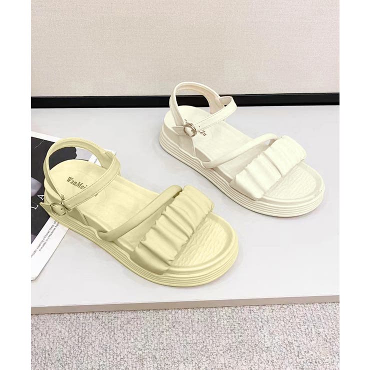 厚底サンダル レディース 美脚 夏靴[品番：AGCW0005526