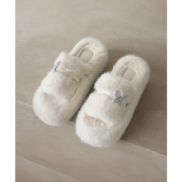 厚底ファーサンダル 蝶々 スリッパ 秋冬 | SUNSHINE CLOSET | 詳細画像10 