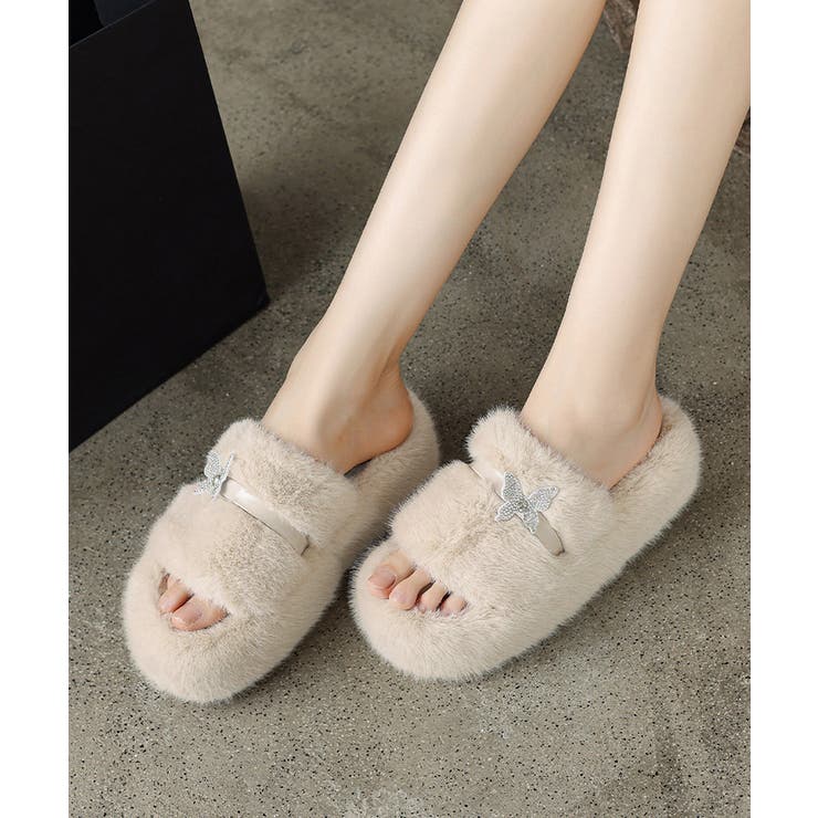 厚底ファーサンダル 蝶々 スリッパ 秋冬 | SUNSHINE CLOSET | 詳細画像12 