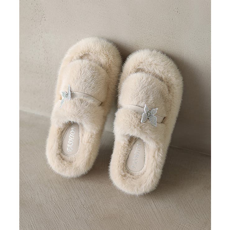 厚底ファーサンダル 蝶々 スリッパ 秋冬 | SUNSHINE CLOSET | 詳細画像14 