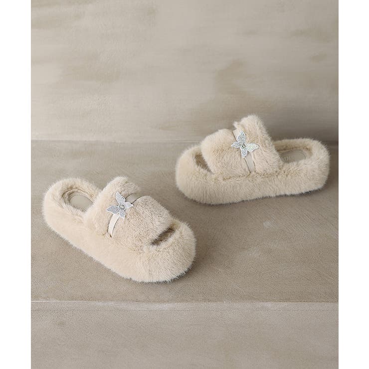 厚底ファーサンダル 蝶々 スリッパ 秋冬 | SUNSHINE CLOSET | 詳細画像16 