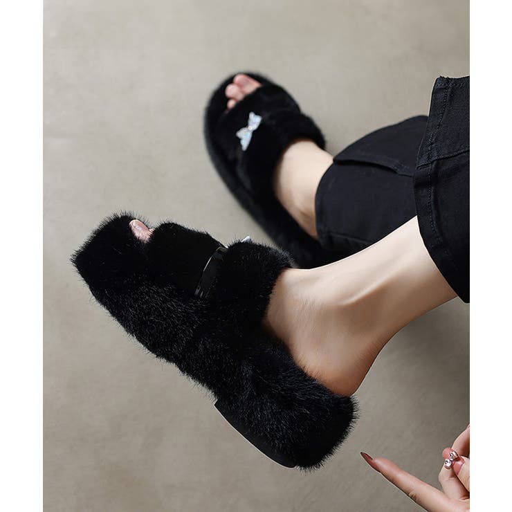 厚底ファーサンダル 蝶々 スリッパ 秋冬 | SUNSHINE CLOSET | 詳細画像17 