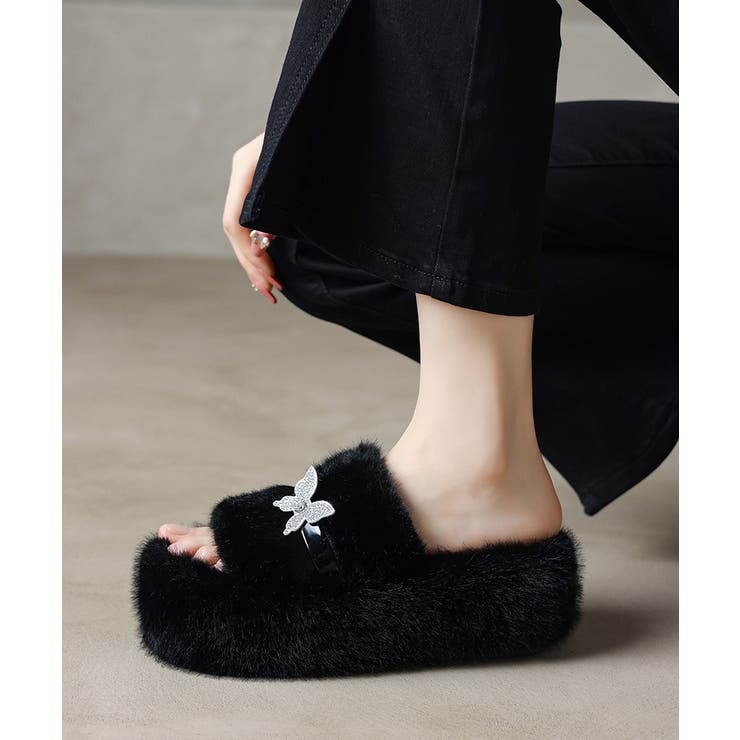 厚底ファーサンダル 蝶々 スリッパ 秋冬 | SUNSHINE CLOSET | 詳細画像18 