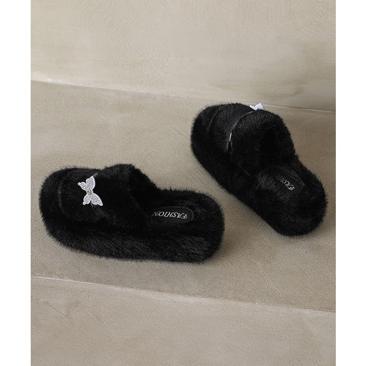 厚底ファーサンダル 蝶々 スリッパ 秋冬 | SUNSHINE CLOSET | 詳細画像23 