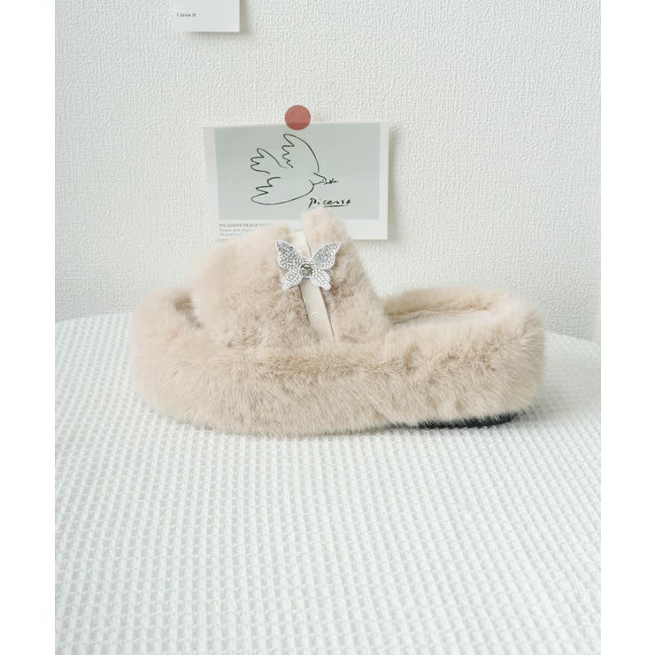 厚底ファーサンダル 蝶々 スリッパ 秋冬 | SUNSHINE CLOSET | 詳細画像29 