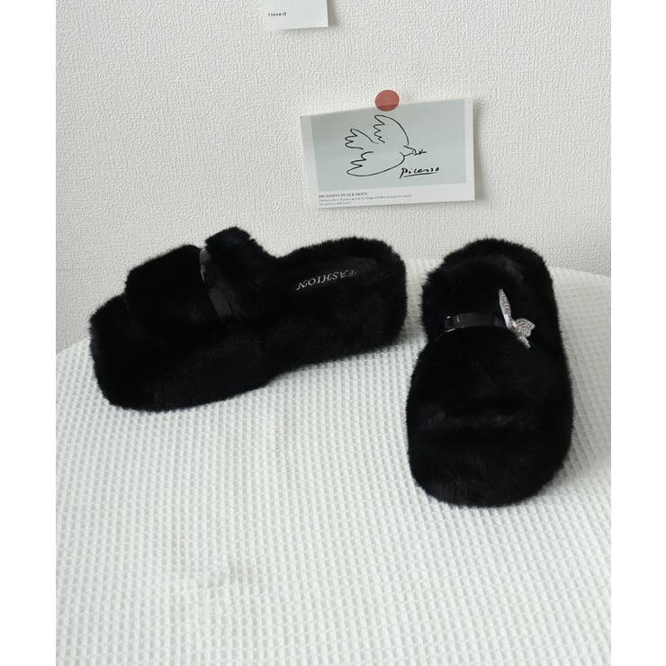 厚底ファーサンダル 蝶々 スリッパ 秋冬 | SUNSHINE CLOSET | 詳細画像34 