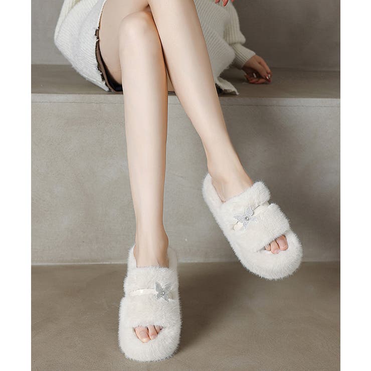 厚底ファーサンダル 蝶々 スリッパ 秋冬 | SUNSHINE CLOSET | 詳細画像5 