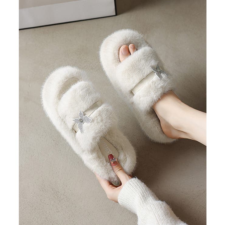 厚底ファーサンダル 蝶々 スリッパ 秋冬 | SUNSHINE CLOSET | 詳細画像7 