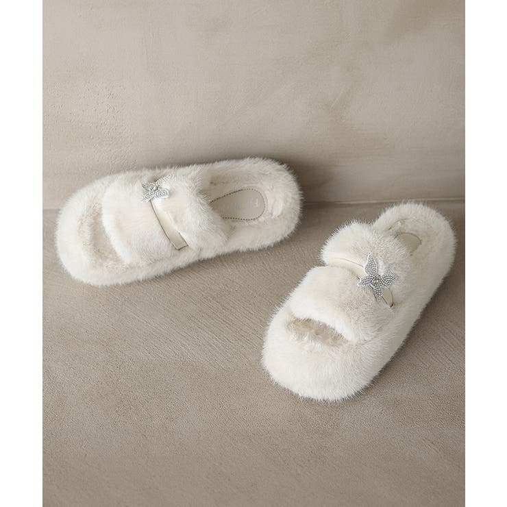 厚底ファーサンダル 蝶々 スリッパ 秋冬 | SUNSHINE CLOSET | 詳細画像9 