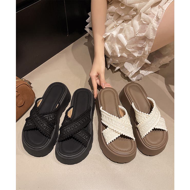 厚底サンダル レディース クロッシー編み[品番：AGCW0006592