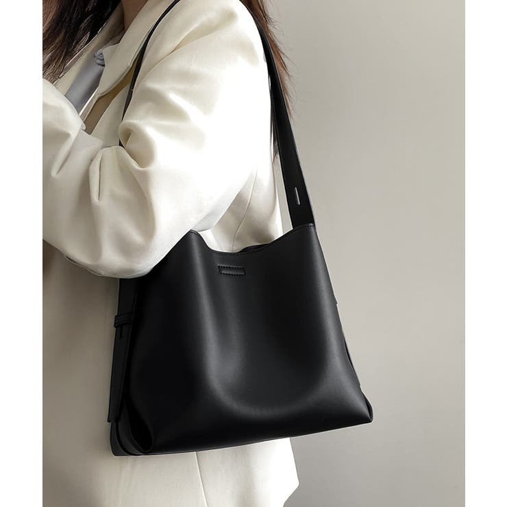 ショルダーバッグ 黒 無地 トートバッグ | SUNSHINE CLOSET | 詳細画像3 