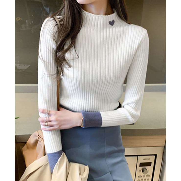 ニットトップス プチハイネック 配色 | SUNSHINE CLOSET | 詳細画像1 