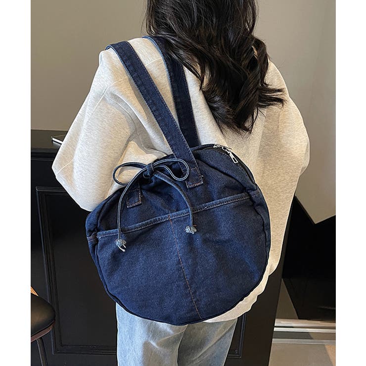 デニムトートバッグ ラウンドバッグ 無地 | SUNSHINE CLOSET | 詳細画像1 