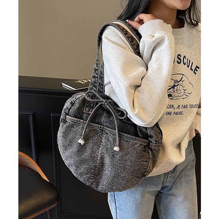 デニムトートバッグ ラウンドバッグ 無地 | SUNSHINE CLOSET | 詳細画像12 