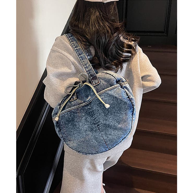 デニムトートバッグ ラウンドバッグ 無地 | SUNSHINE CLOSET | 詳細画像16 