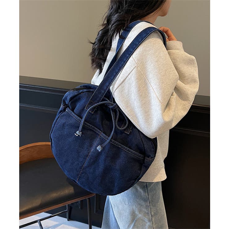 デニムトートバッグ ラウンドバッグ 無地 | SUNSHINE CLOSET | 詳細画像4 