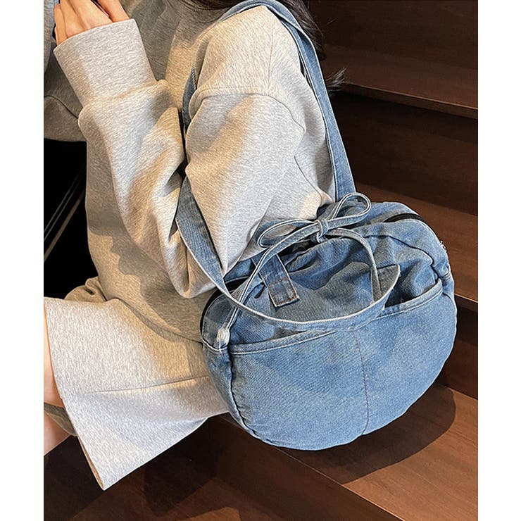 デニムトートバッグ ラウンドバッグ 無地 | SUNSHINE CLOSET | 詳細画像6 