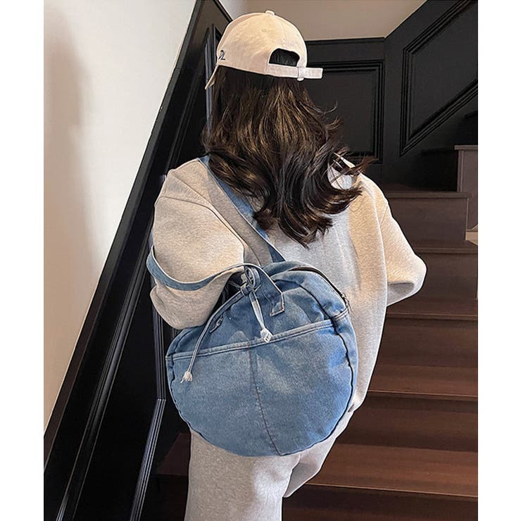 デニムトートバッグ ラウンドバッグ 無地 | SUNSHINE CLOSET | 詳細画像9 