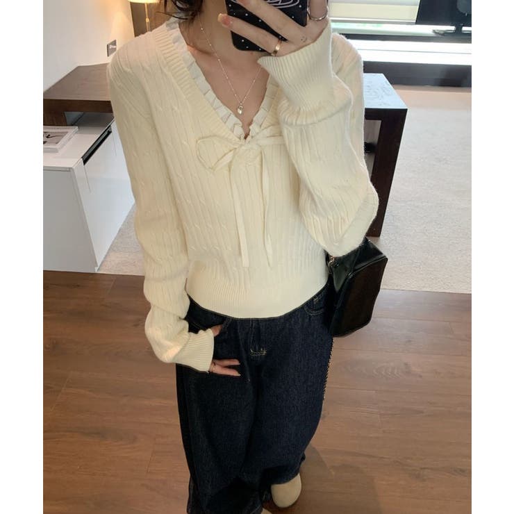 ニットトップスレディース リボン フリル | SUNSHINE CLOSET | 詳細画像5 