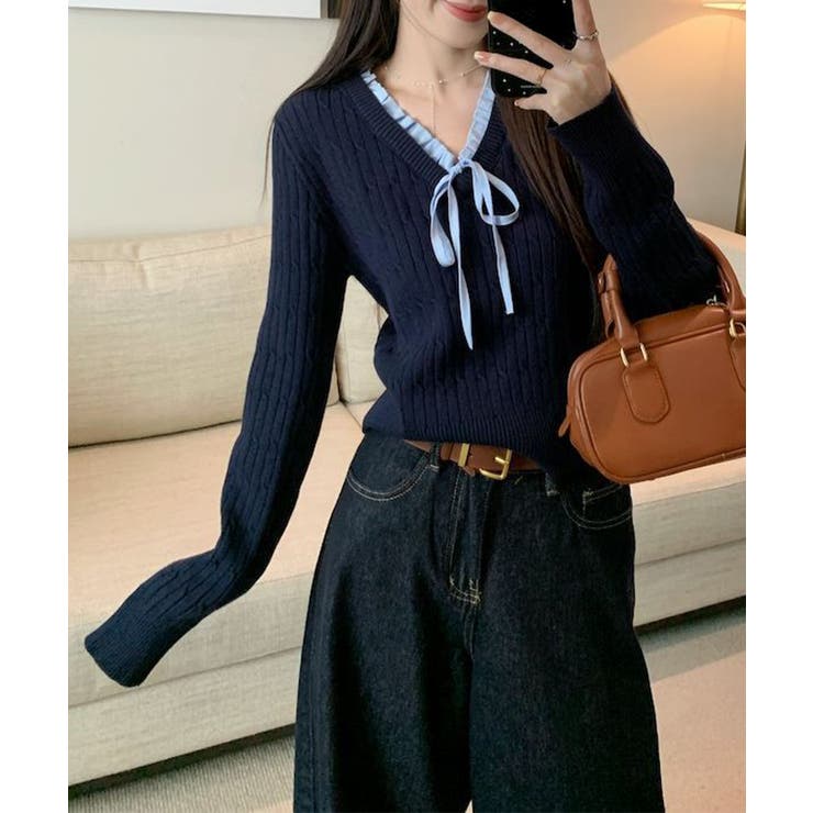 ニットトップスレディース リボン フリル | SUNSHINE CLOSET | 詳細画像9 