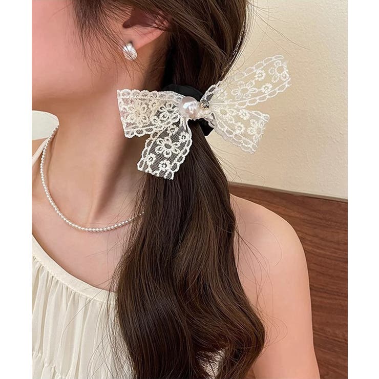 シュシュ レースリボン パール ヘアゴム | SUNSHINE CLOSET | 詳細画像2 