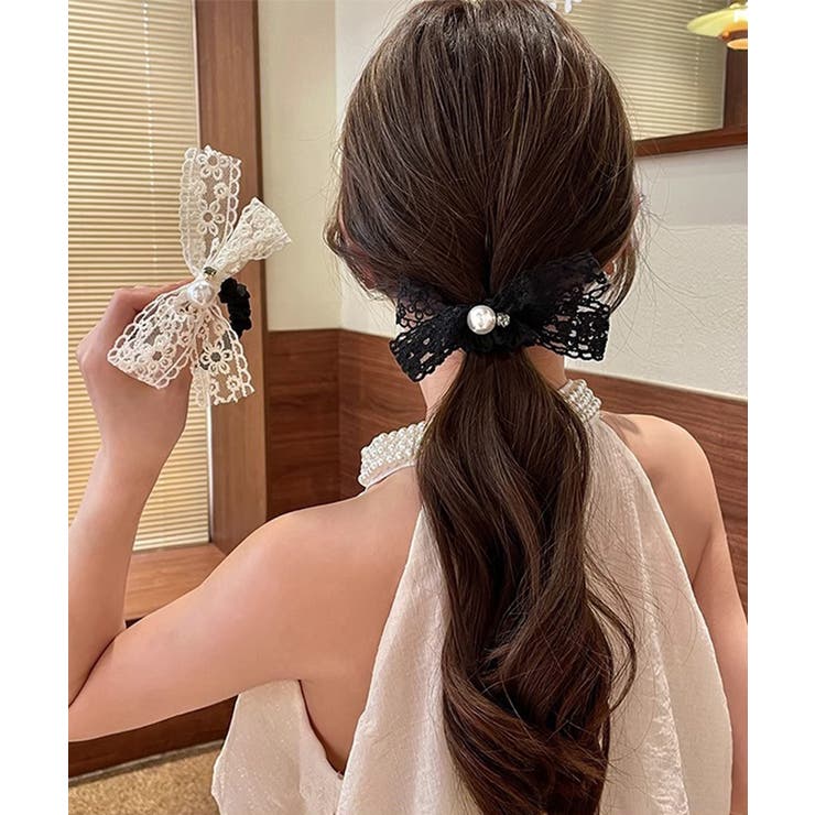 シュシュ レースリボン パール ヘアゴム | SUNSHINE CLOSET | 詳細画像3 