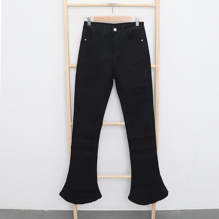 4size 】ブリーチグラデーションストレッチブラックフレア