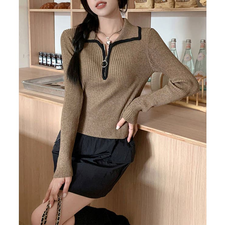 ニットトップス ファスナー付き 無地 | SUNSHINE CLOSET | 詳細画像12 