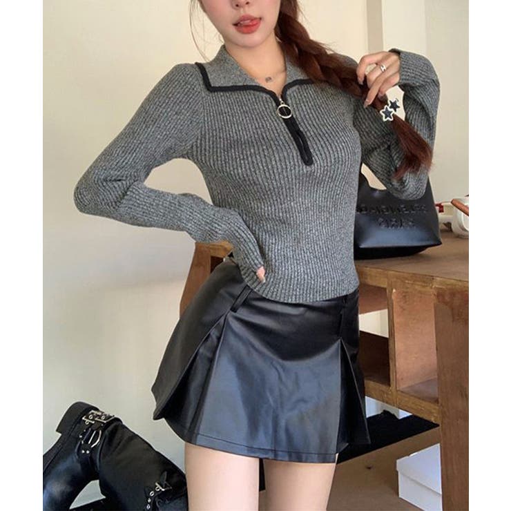 ニットトップス ファスナー付き 無地 | SUNSHINE CLOSET | 詳細画像16 